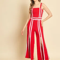 TANDUL Women Striped Shoulder Straps Crop Top With Trousers Co-Ords-image-25