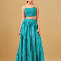 Global Desi Printed Crop Top & Maxi Skirt Co-ords-picture-45
