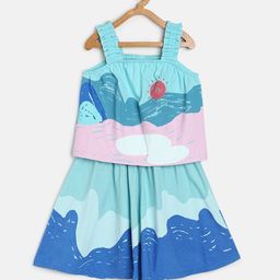 MINI KLUB Girls Colourblocked Cotton Top with Skirt Set-12