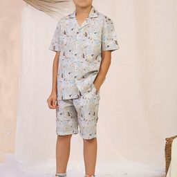 My Milestones Boys Printed Pure Cotton Shirt with Shorts-image-40