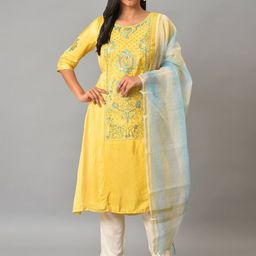 AURELIA Ethnic Motifs Embroidered Kurta Set With Dupatta-image-94