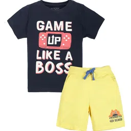 PLUM TREE Boys Printed Pure Cotton T-shirt with Shorts-image-95