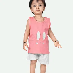 ariel Kids Printed Sleeveless Pure Cotton T-shirt with Shorts-12