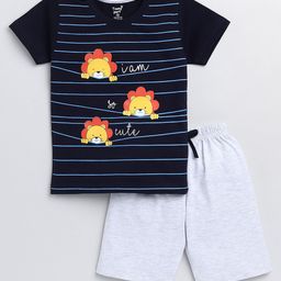 Toonyport Boys Blue Printed T-shirt with Shorts-picture-43