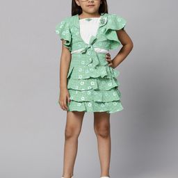 Macwin Girls Floral Printed Jacket & Frilled Skirt With Hosiery Inner-image-83