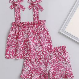 The Magic Wand Girls Floral Printed Top with Shorts-image-45