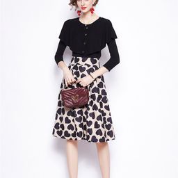 JC Collection Top & Printed A-line Skirt Co-ords Set-image-98