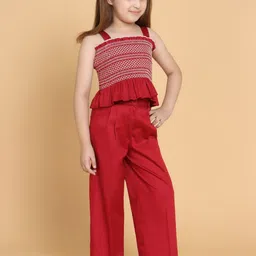 PICCOLO Girls Maroon Set of 2 Printed Cotton Clothing set-image-27