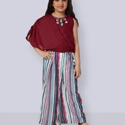 Peppermint Girls Round Neck Embellished Pleated Top with Palazzos-image-22
