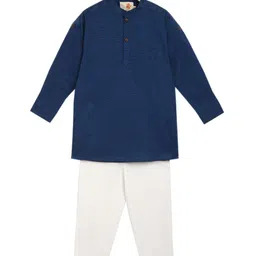 charkhee Boys Blue Pure Cotton Kurta with Trousers-picture-27
