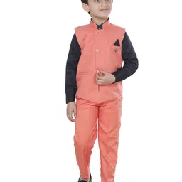 FOURFOLDS Boys Pink T-shirt with Trousers & Waistcoat-picture-43