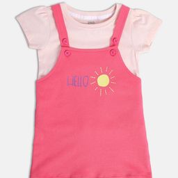 MINI KLUB Infant Girls Printed Pure Cotton T-shirt with Dungarees-image-35