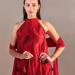 ONE KNOT ONE Asymmetric Tunic With Flared Sharara Set image 3