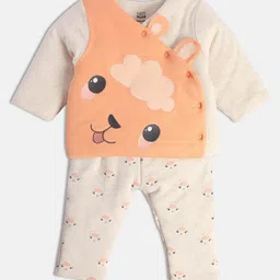 MINI KLUB Infant Girls Conversational Printed Pure Cotton T-shirt With Pyjama-image-44