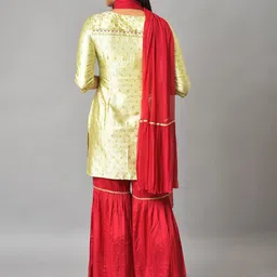 AURELIA Ethnic Motifs Embroidered Sequined Kurta with Sharara & Dupatta image 5