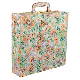 Kuber Industries Green & Orange Floral Embossed Print Four Rod Shining Bangle Storage Box With Lock System image 2