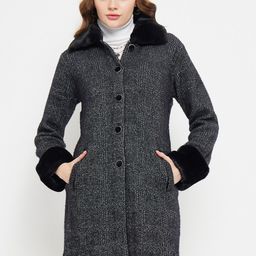 Madame Checked Spread Collar Long Sleeves Longline Cardigan Sweater-image-14