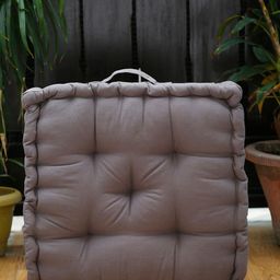 BLANC9 Grey Solid Cotton Floor Cushion-image-6