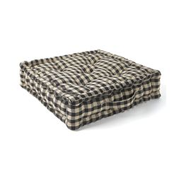 SKANDA FAB Yellow & Black Checked Square Pure Cotton Floor Cushion-image-41