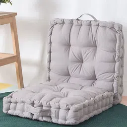 BLANC9 Set Of 2 Light Grey Cloudy Matlas Cotton Square Floor Cushion-39