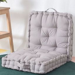 BLANC9 Set Of 2 Light Grey Cloudy Matlas Cotton Square Floor Cushion-30