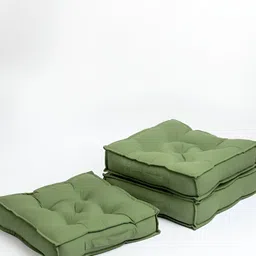 SKANDA FAB Green 3 Pieces Pure Cotton Square Floor Cushions-image-17