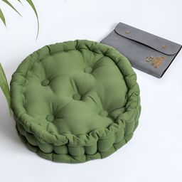 SKANDA FAB Green Pure Cotton Round Floor Cushions-15