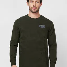 SPYKAR Round Neck Long Sleeves Self Design Cotton Sweater-image-39