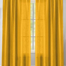 HOMEMONDE Mustard Yellow 2 Pieces Sheer Rod Pocket Cotton Long Door Curtains-image-96