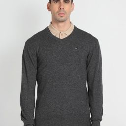 Arrow Sport V-Neck Woollen Pullover Sweater-image-87
