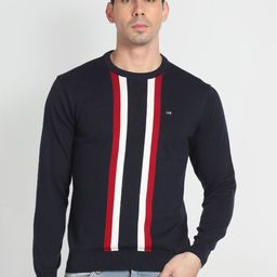 Arrow Sport Striped Round Neck Cotton Pullover Sweater-picture-31