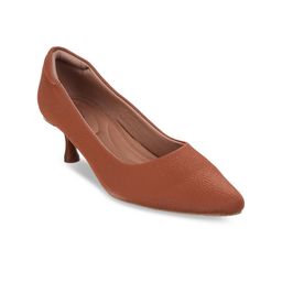 Metro Pointed Toe Textured Work Kitten Pumps-19