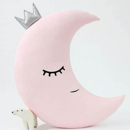 STYBUZZ Unisex Kids Pink & Black Printed Cute Crescent Moon Cushion-21