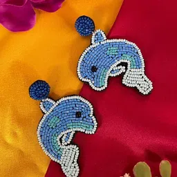 Digital Dress Room Beaded Dolphin Drop Earrings-image-61