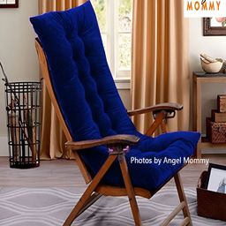 Angel Mommy Navy Blue Cotton Linen Rectangle Shaped Rocking Chair Cushion-55