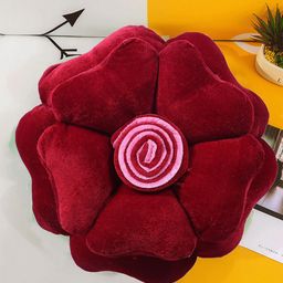 Kuber Industries Red & Pink Flower Shaped Velvet Decorative Cushion-image-81