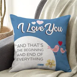 Indigifts Blue Printed Cushion Cover With Filler-image-46