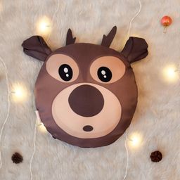 Indigifts Brown Gnome Face Printed Reversible Round Cushion-24
