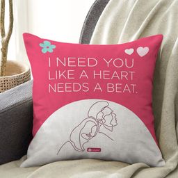 Indigifts Red & White Valentine Beating Hearts Cuddle Quotes Printed Cushion With Filler-image-90