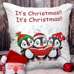 Indigifts Set Of 2 White Red Printed Cotton Cushions-14