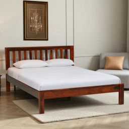 woodsworth from pepperfry Buren Sheesham Wood Queen Size Bed In Honey Oak Finish-picture-43