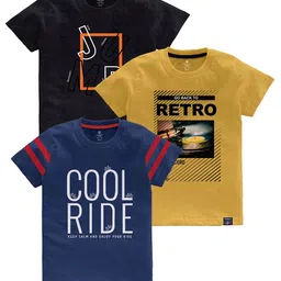 CODEZ Boys Multicoloured Typography Printed Applique T-shirt image 1