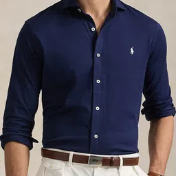 Polo Ralph Lauren Men Spread Collar Solid Cotton Casual Shirt-image-48