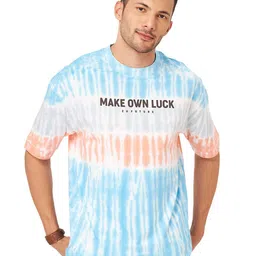 ZU Tie and Dye Typography Printed Oversized Cotton T-shirt-picture-6