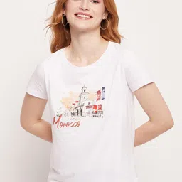 Mast & Harbour White Printed Pure Cotton Round Neck T-shirt-picture-10