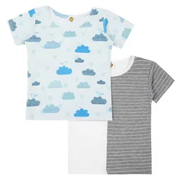 K&U Girls Pack Of 2 Blue & White Printed T-shirt-image-89