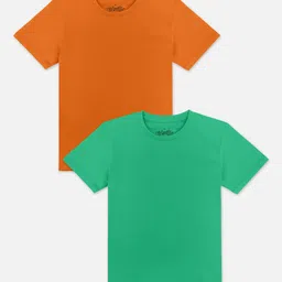 Kids Ville Boys Orange & Green Pack Of 2 Round-Neck T-shirt-image-31