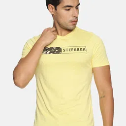 Steenbok Men Yellow & Green Brand Logo Printed T-shirt-6