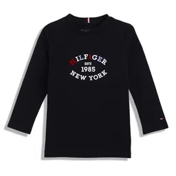 Tommy Hilfiger Boys Typography Printed Long Sleeves Pure Cotton Casual T-shirt-37