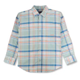 Gini and Jony Boys Tartan Checks Spread Collar Cotton Casual Shirt-image-94
